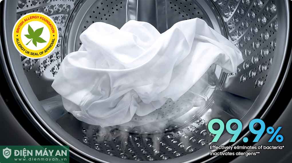 Máy được tích hợp AI Wash có khả năng cảm biến độ bẩn và khối lượng quần áo để tự động điều chỉnh lượng nước,